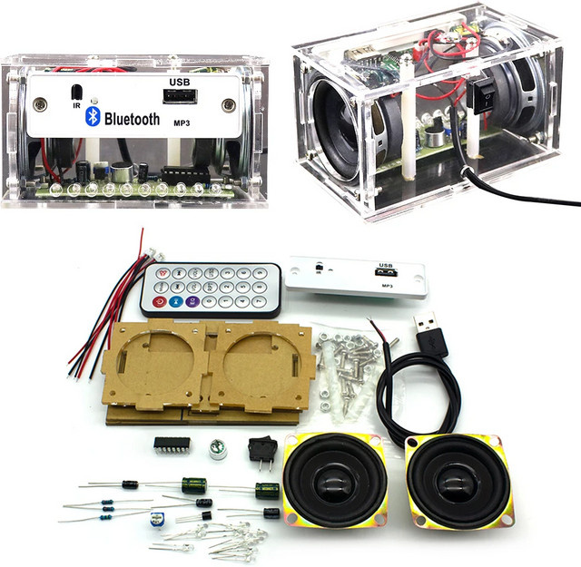 Diymore DIY Elektronik Kit Weiß Bluetooth Stereo Lautsprecher zum Löten für Lern- und Praxisprojekte - Bild 1