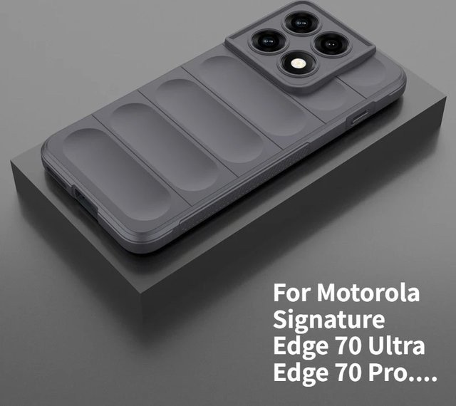 Motorola Moto Signature Edge 70 Pro Ultra Fusion 60 50 Neo G67/77/17/86/06 Airbag-Schutzhülle mit Wellenmuster in Grau aus weichem Silikon - Bild 1