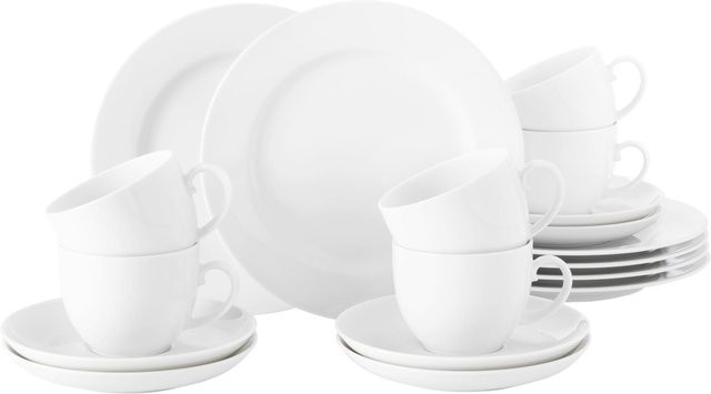 Seltmann Weiden Kaffeeservice Rondo/Liane aus Porzellan, 18er Set, Weiß - Bild 1