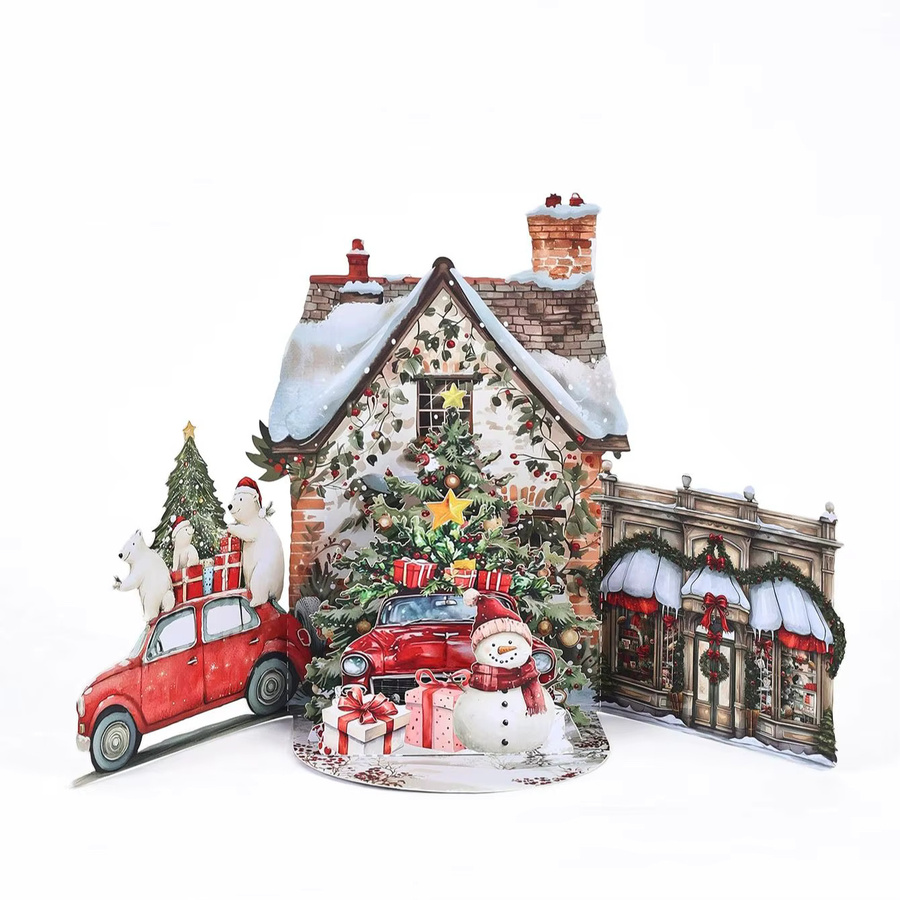 Opjoys 3D-Pop-up-Weihnachtskarten mit Schneebaum-Motiv in Mehrfarbig aus Papier - Bild 2