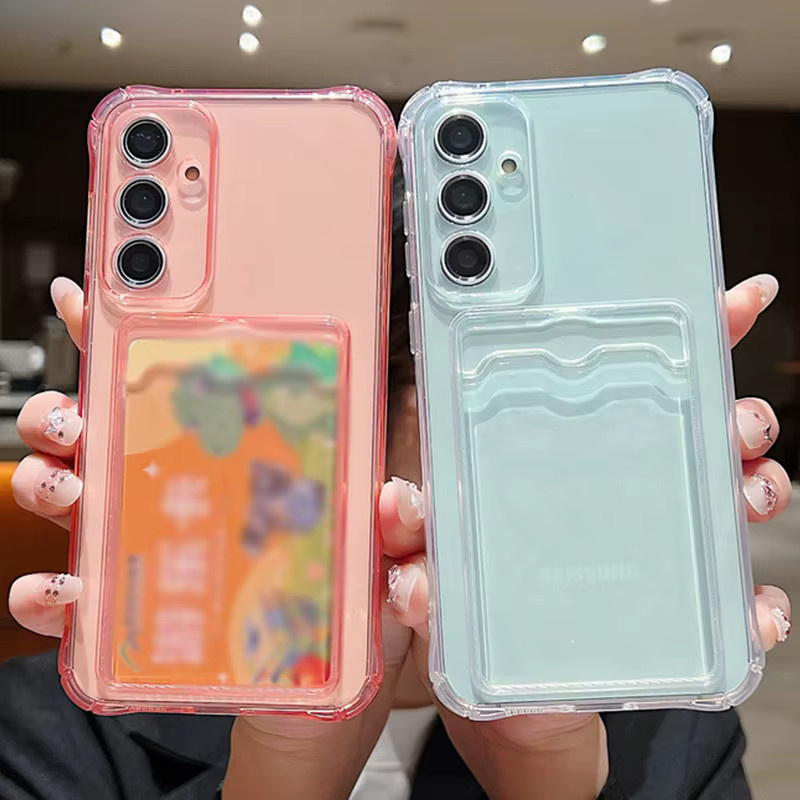 Transparente Handyhülle mit Kartenfach für Samsung Galaxy S25 S24 S23 S22 Ultra FE und weitere Modelle - Bild 1