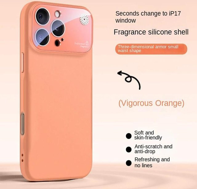 Duftende Flüssigsilikon-Handyhülle für Apple iPhone 15 Pro, 14, 13, 12, 11, 16, 17 Pro Max in Orange - Bild 1