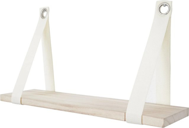 BERLINLODGE Wandregal aus Paulowniaholz im Landhausstil, Farbe: Braun/Beige, H x B x T: 27 x 50 x 13 cm - Bild 1