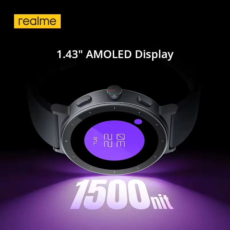 realme Watch S5 Smartwatch in Schwarz mit 1,43 Zoll AMOLED-Display, 5 ATM Wasserdichtigkeit und Silikonarmband - Bild 4