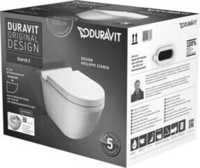 Duravit Wand-WC Starck 3 Tiefspüler-Set aus Keramik mit Rimless-Spülung und Soft-Close WC-Sitz in Weiß - Bild 1