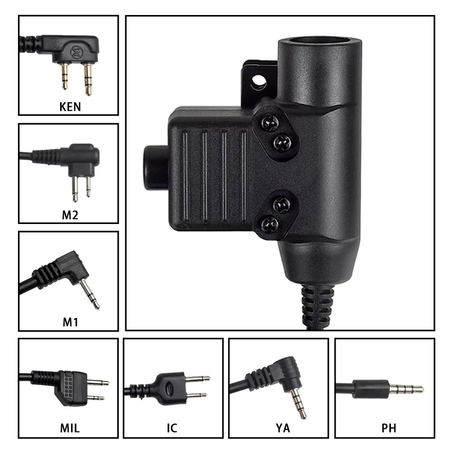 Taktischer U94 PTT Headset Adapter mit Kabel Stecker für Walkie Talkie Motorola, Baofeng UV-5R, TYT F8 und Kenwood in Schwarz - Bild 4