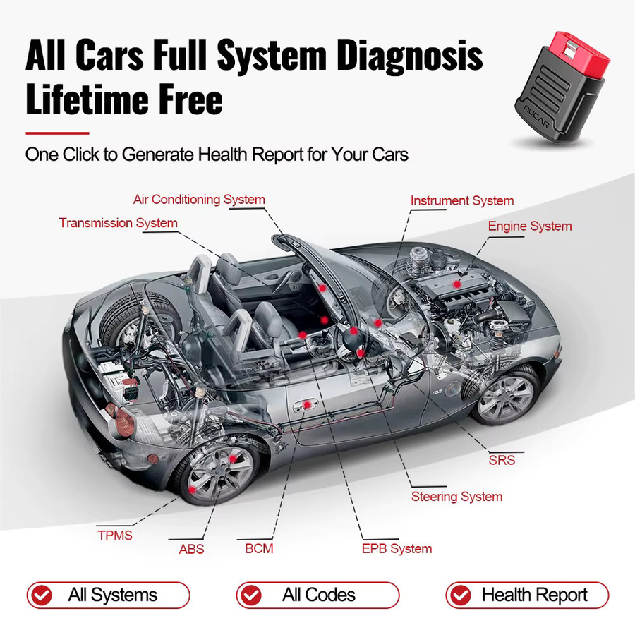 MUCAR BT200 BT200 PRO OBD2 Auto-Diagnosegerät mit Vollsystem-Diagnosescanner und 15 Reset-Funktionen für alle Fahrzeuge - Bild 2