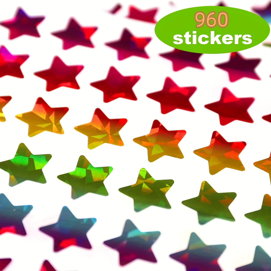960 holografische Regenbogen-Aufkleber mit kleinen Sternen in Multicolour für Kinder, Lehrerbedarf und Schülerplaner - Bild 3
