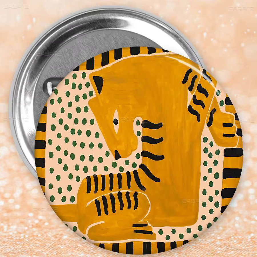 Brosche Weißblech, Silber, Tiger Leopard, Vintage - Bild 3