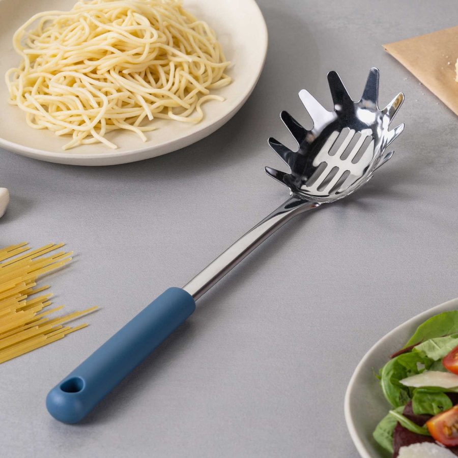 Fackelmann Spaghettilöffel Essential aus Kunststoff und Edelstahl, blau - Bild 2