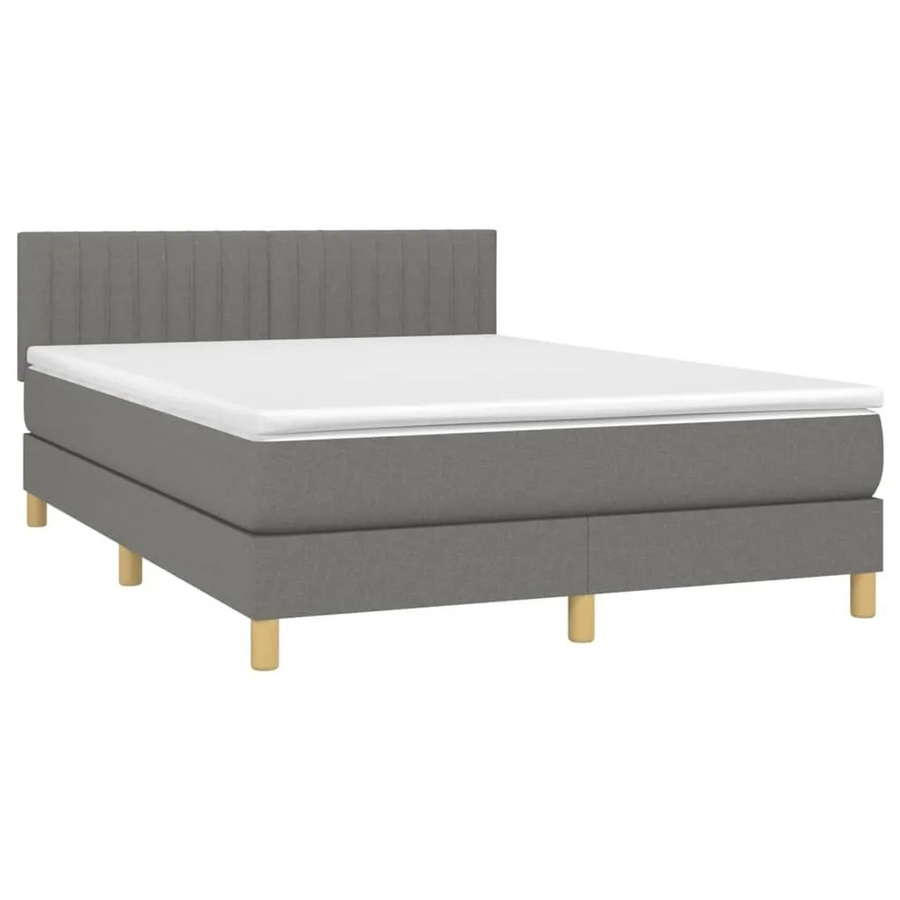 vidaXL Boxspringbett mit Matratze und LED-Unterbettbeleuchtung in Dunkelgrau und Weiß, B/T: 140 x 190 cm - Bild 2