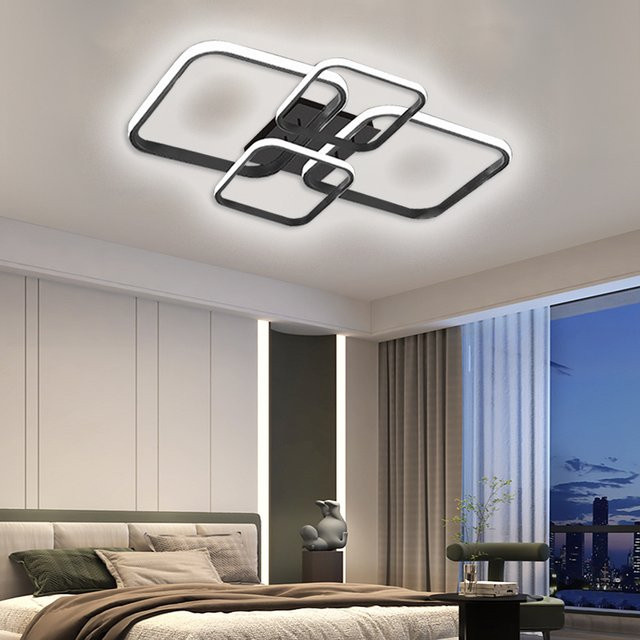 DARHYN Moderne LED-Deckenleuchte in Schwarz-Weiß mit 4 Köpfen und integriertem LED-Licht für Wohnzimmer, Schlafzimmer und Arbeitszimmer - Bild 1