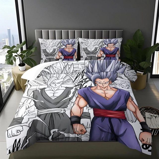 Dragon Ball Anime Bettwäsche Set aus Mikrofaser mit Bettbezug und Kissenbezügen, Mehrfarbig, B/H: 210 x 210 cm - Bild 1
