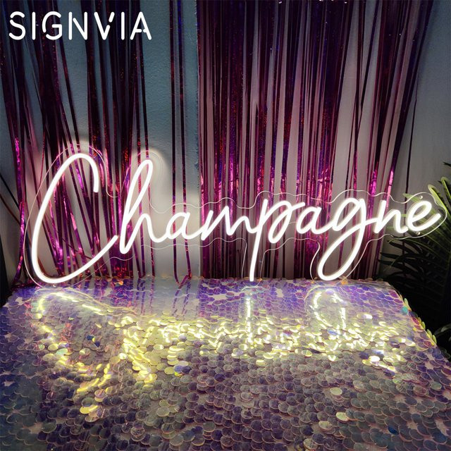 Signvia LED Neon Sign Champagne Nachtlicht zur Dekoration für Bar, Club und Party - Bild 1