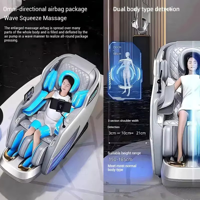 MUFU 4D Shiatsu Massagesessel mit SL-Track, Zero Gravity, Heizung und Airbags, Farbe: Schwarz oder Blau - Bild 4