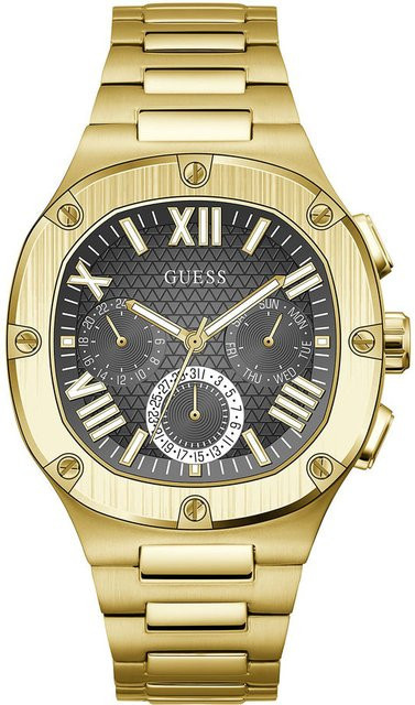 Guess Herrenuhr, Quarz, Edelstahl, 42 mm, Grau, Gold - Bild 1