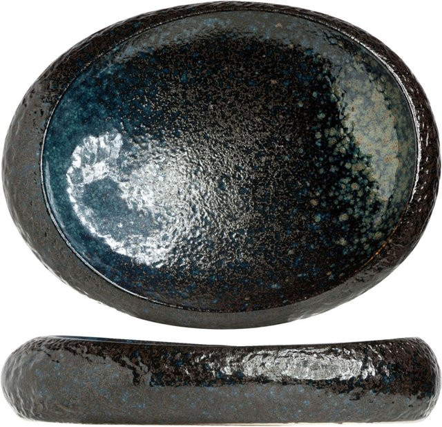 Cosy & Trendy Salatschale Yoru Oval aus Keramik, Schwarz/Blau, B: 24 cm, T: 32 cm, H: 6 cm - Bild 1
