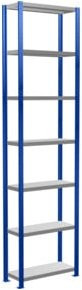 Schulte Grundregal Steckregal MULTIplus250 mit 7 Fachböden und Kreuzstrebe, Farbe: Enzianblau/Verzinkt, B/T/H: 300 x 75 x 30 cm - Bild 1