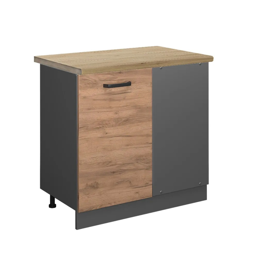 Vicco Eckunterschrank R-Line Goldkraft Eiche Anthrazit modern mit Scharniertüren B/T/H: 86 x 60 x 81,6 cm - Bild 2