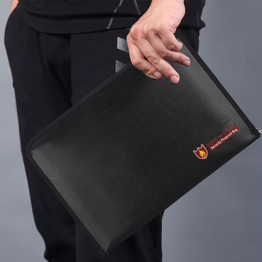 U-Angel-1988 Feuerfeste und wasserabweisende Dokumententasche in Schwarz mit 12 Taschen für A4-Dokumente und Geldfach mit Reißverschluss - Bild 6