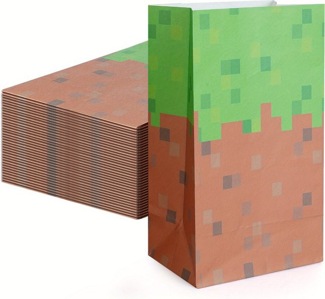 PixelParty Geschenktüten aus Papier in Braun und Grün für Geburtstag, Halloween oder Weihnachten - Bild 1