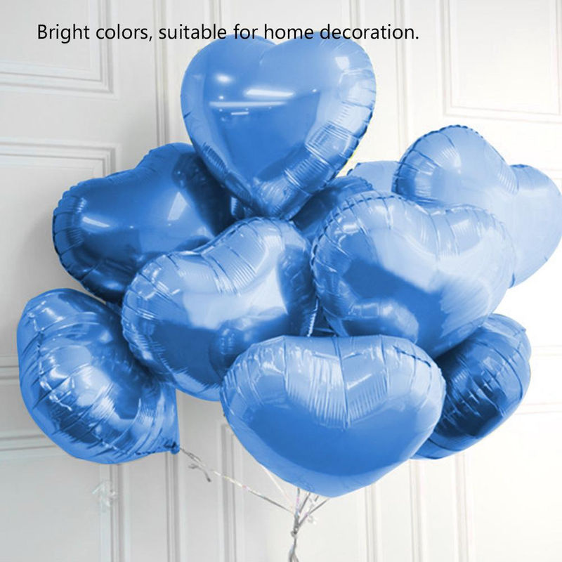 10 Stück Herz Aluminiumfolienballons in Blau von TOMTOP JMS für Hochzeit und Geburtstag - Bild 2