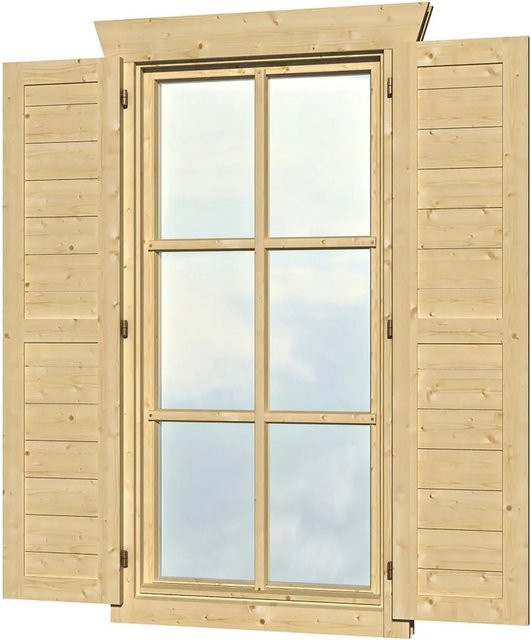 Skan Holz Fensterläden für Einzelfenster in Beige, B: 123,5 cm, H: 57,5 cm - Bild 1