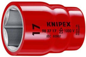 Knipex Steckschlüsseleinsatz für Sechskantschrauben mit Innenvierkant 3/8 Zoll, 46 mm, Chrome Vanadium - Bild 1