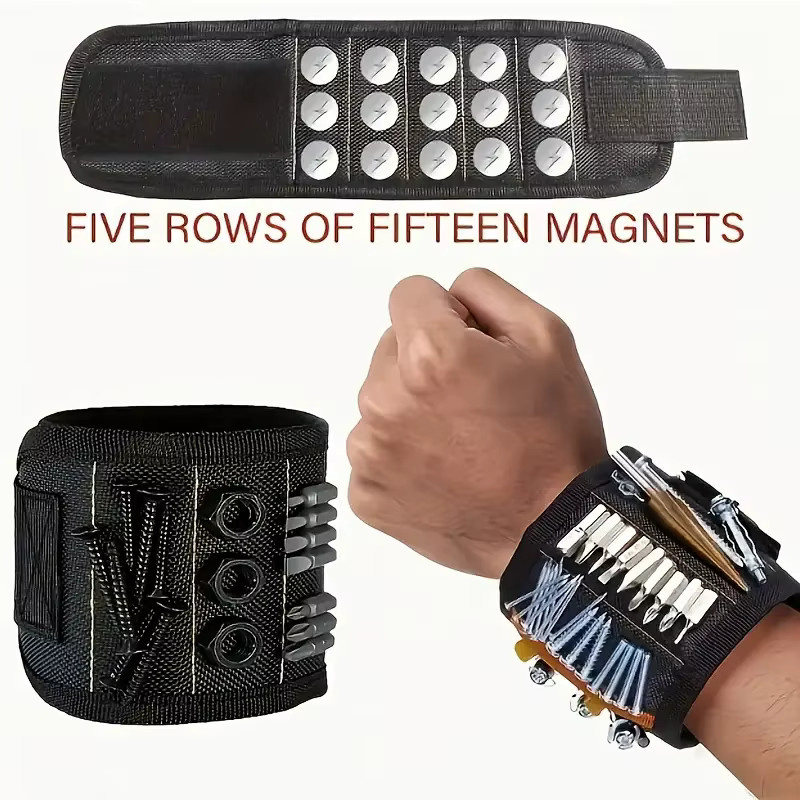 Magnetisches Werkzeugarmband in Schwarz, verstellbarer Organizer mit starken Magneten für Heimwerker und Reparaturarbeiten - Bild 5