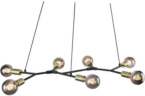 Nordlux Josefine 7-Spot Pendelleuchte Schwarz mit Messing-Details E27 - Bild 1