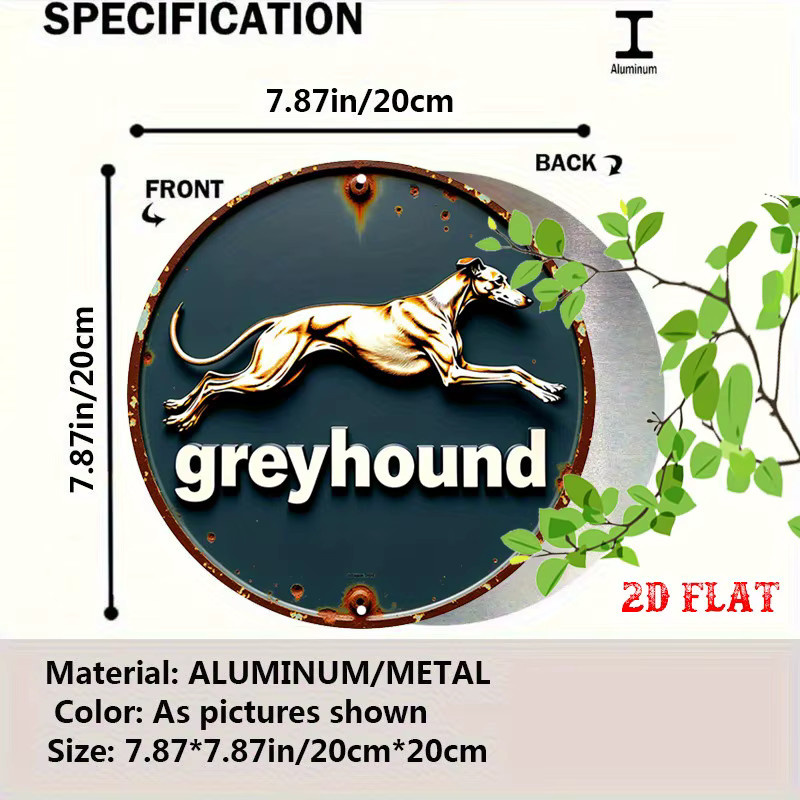 Rundes Aluminium-Metallschild Potdemiel mit Greyhound Hund Motiv in Multicolour, Durchmesser: 20 cm - Bild 2