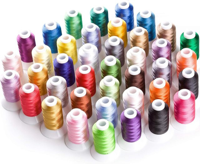 Simthread Stickmaschinengarn-Set aus Polyester mit 40 Farben in Multicolor, 500 m pro Spule - Bild 1