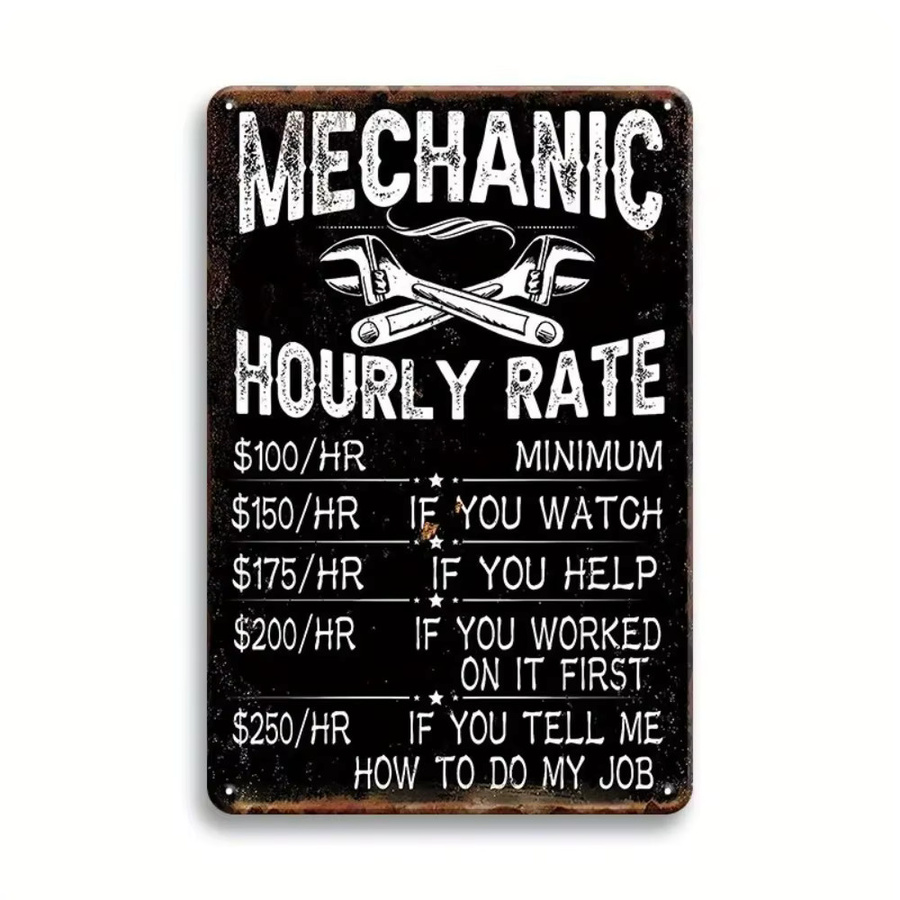 CIFBUY Garagenschild aus Metall in Schwarz mit Schraubenschlüssel-Grafik und Typografie, Wanddekoration für Autowerkstätten und Büros, B/H: 20,3 x 30,5 cm - Bild 3