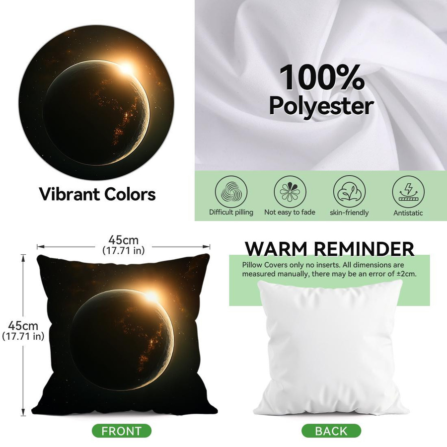 JFPillowPal 4er-Set Kissenbezüge mit Weltraum-Planeten-Motiv aus Polyester, quadratisch, B/B/B: 45 x 45 x 45 cm, Multicolour - Bild 2