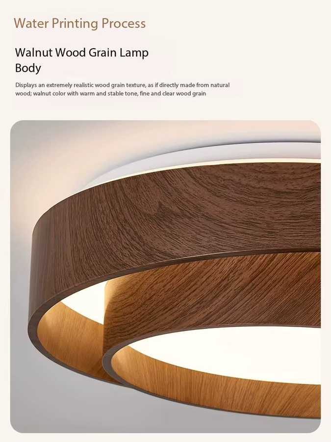 Nordic Lava Ball LED Deckenleuchte aus Walnuss Holz in Braun für Wohnzimmer, Esszimmer, Schlafzimmer und Balkon - Bild 3