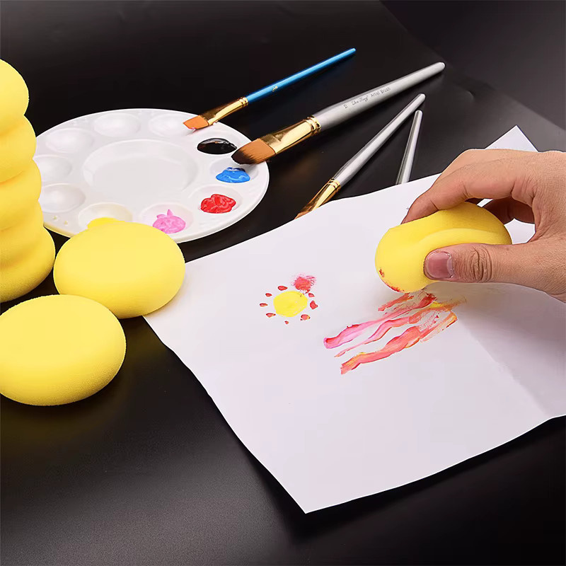 10 Stück runde synthetische Aquarell-Künstlerschwämme von JETTING in Gelb zum Malen und Basteln - Bild 2