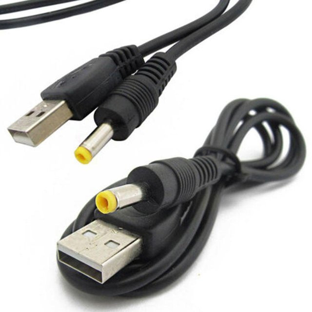 Sony USB zu DC Ladekabel für PlayStation PSP 1000/2000/3000 in Schwarz, 80 cm, 5V 1A, Steckergröße 4,0 x 1,7 mm - Bild 1