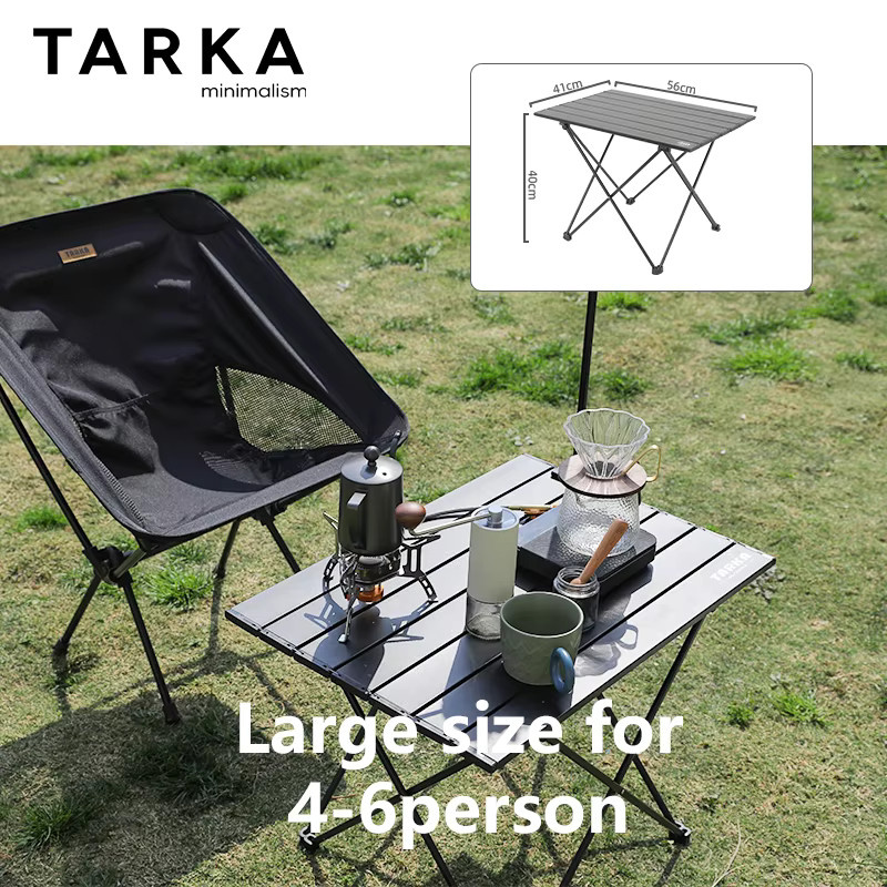 TARKA Ultraleichter Klappbarer Campingtisch aus Aluminium in Schwarz für Outdoor-Picknick und Grillen - Bild 2