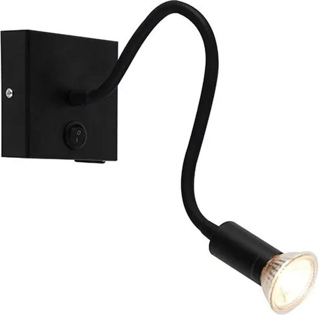 QAZQA Zeno Moderne Flexible Wandleuchte in Schwarz mit USB und Dimmfunktion - Bild 1