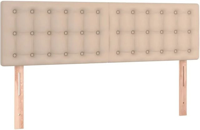 vidaXL LED Kopfteil in Cappuccino-Braun aus Kunstleder mit USB-Ladeport und integrierter Beleuchtung, B: 144 cm, T: 5 cm, H: 78-88 cm - Bild 1