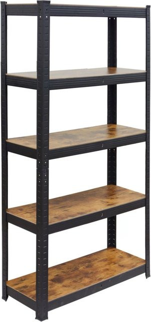 Relaxdays Schwerlastregal aus Edelstahl, MDF und Kunststoff in Schwarz und Braun, Belastbarkeit 500 kg, B/H/T: 150 x 75 x 30 cm - Bild 1