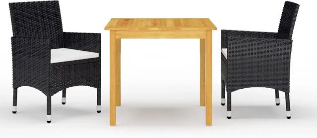 vidaXL 3-tlg Garten-Essgruppe Modell 4 aus Akazien-Massivholz in Schwarz - Bild 1