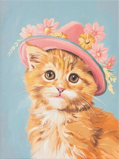 Art Universe Leinwandbild Flower Kitty in Blau und Multicolour, Breite: 30 cm, Höhe: 40 cm - Bild 1