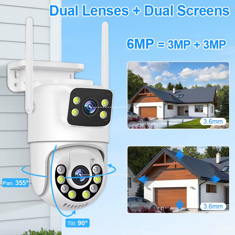 Smar 6MP Dual-Objektiv IP-Kamera Set mit 8CH NVR, Drahtloses WLAN CCTV-System, PTZ Outdoor Sicherheitskamera mit Zwei-Wege-Audio, Farbe: Weiß - Bild 4