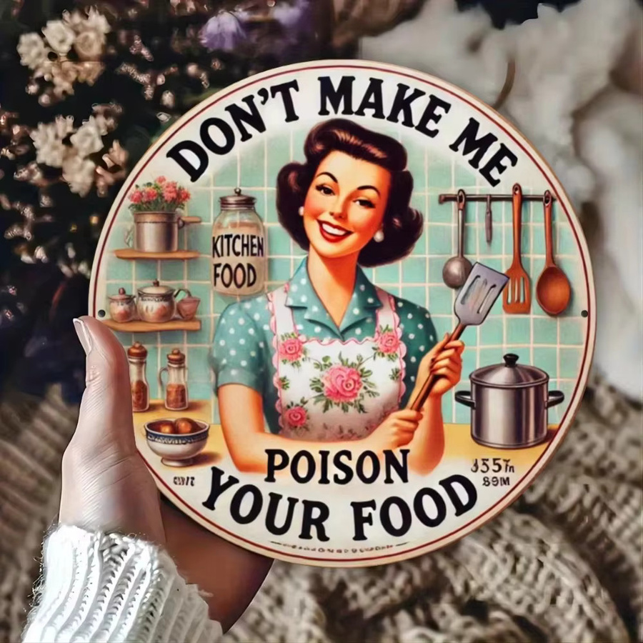 HELLOYOUNG 2D-Metallschild Don't Make Me Poison Your Food in Multicolour, Durchmesser: 20 cm - Bild 4