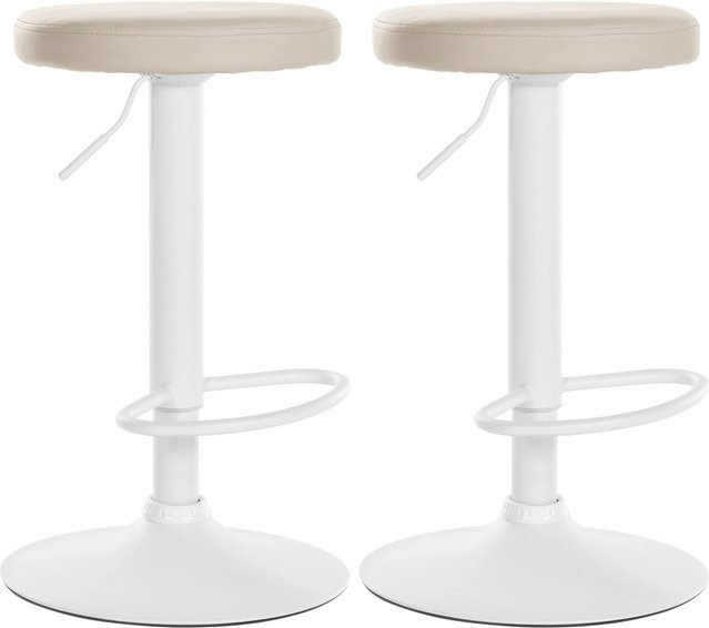 DELUKE 2er Set Barhocker KAZON aus Kunstleder in Creme Weiß, höhenverstellbar und drehbar, B/T/H: 38,5 x 38,5 x 60 cm - Bild 1