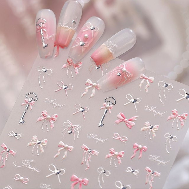 NAILFYOU Nagelkunst-Aufkleber, Rosa Weiß, Glänzend, Unisex - Bild 1