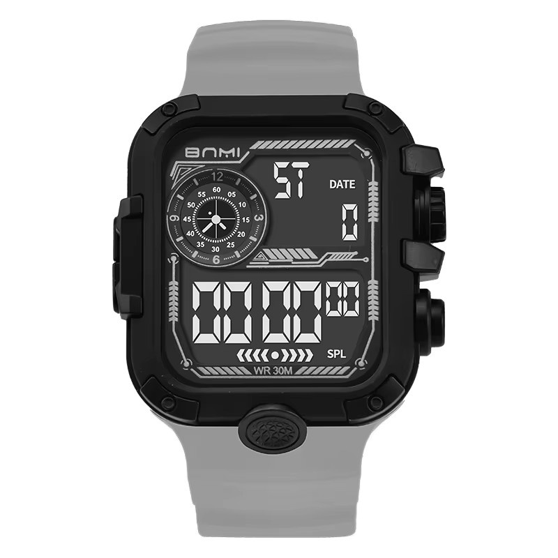 CHENXI Digitaluhr, eckig, Silikon, Schwarz, Herren - Bild 4