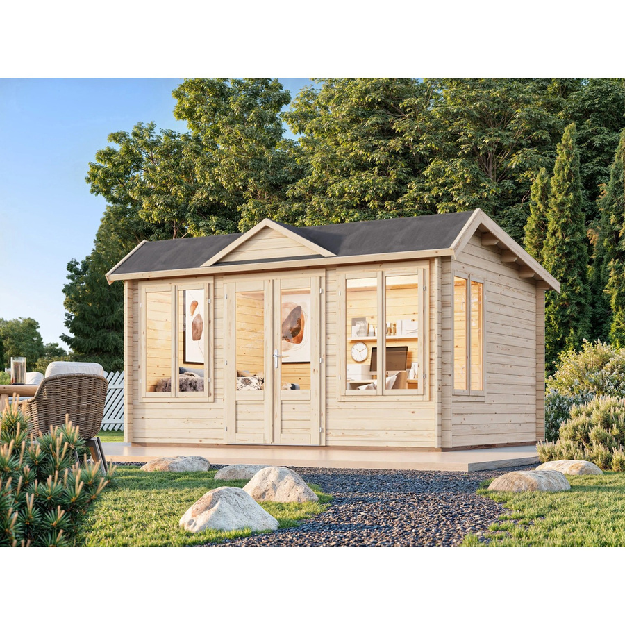 Palmako Gartenhaus Claudia Pent aus Fichte in Hellbraun, B/T/H: 440 x 346 x 249 cm, tauchgrundiert mit Fußboden und Montage-Set - Bild 2