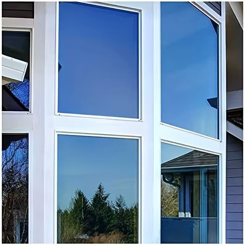 BUNPIG Sichtschutzfolie für Fenster, spiegelreflektierend und solar, statisch haftend, abnehmbar, Farbe: Silber/Blau - Bild 3